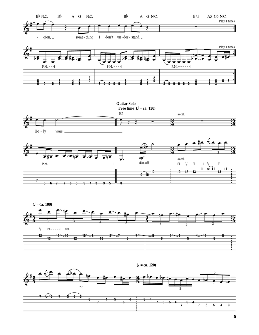 Holy Wars...The Punishment Due Acoustic Guitar scores gallery preview page 5