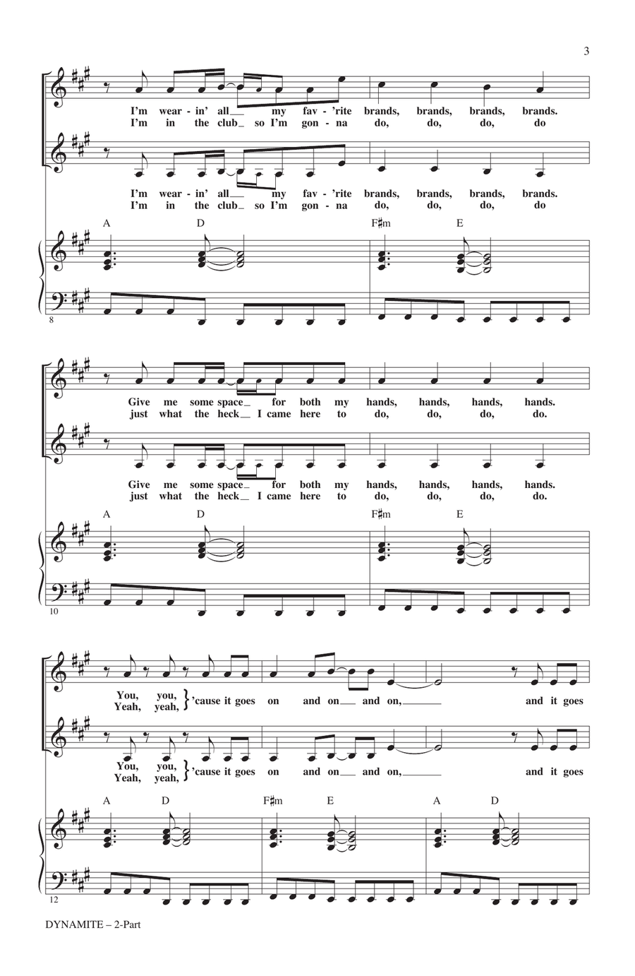 Dynamite (arr. Alan Billingsley) 2-Part scores gallery preview page 2