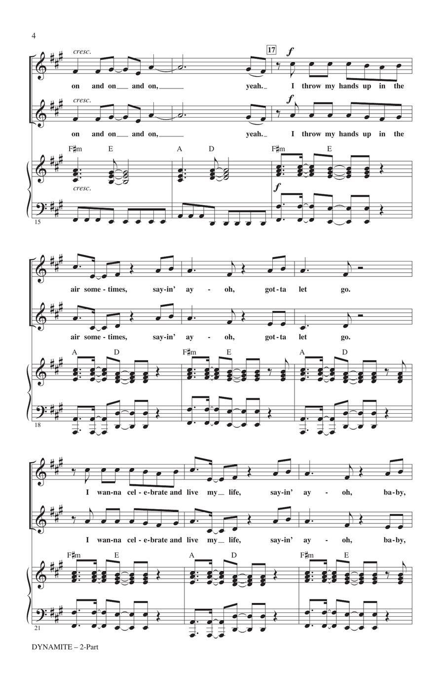 Dynamite (arr. Alan Billingsley) 2-Part scores gallery preview page 3