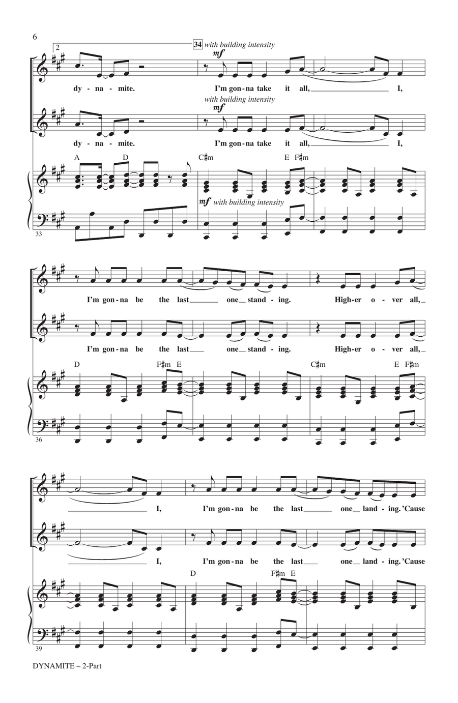 Dynamite (arr. Alan Billingsley) 2-Part scores gallery preview page 5