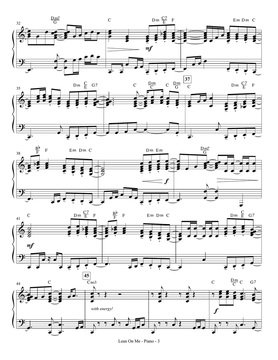 Lean On Me (with We Shall Overcome) - Piano Choir scores gallery preview page 3