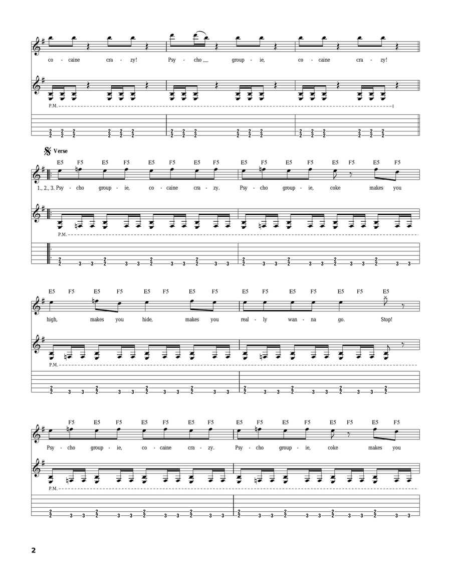 Psycho Psycho Electric Guitar scores gallery preview page 2
