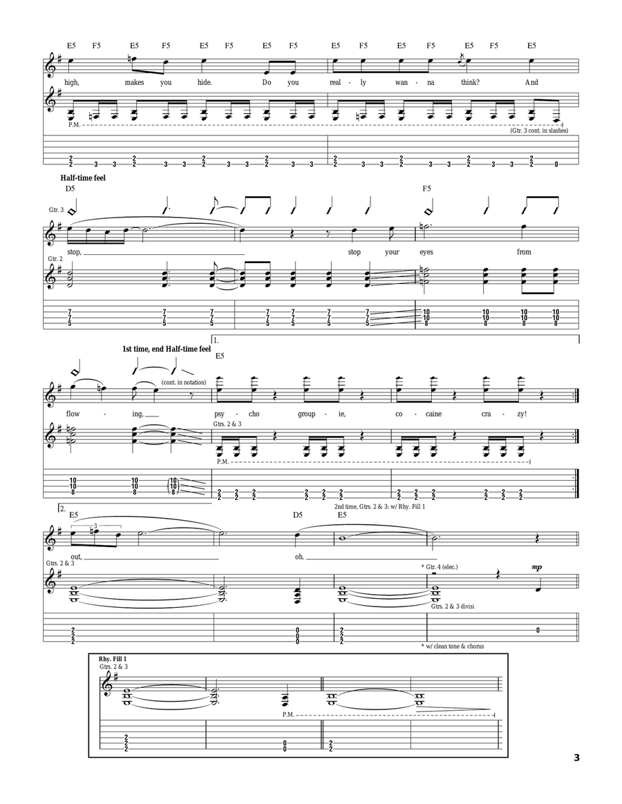 Psycho Psycho Electric Guitar scores gallery preview page 3