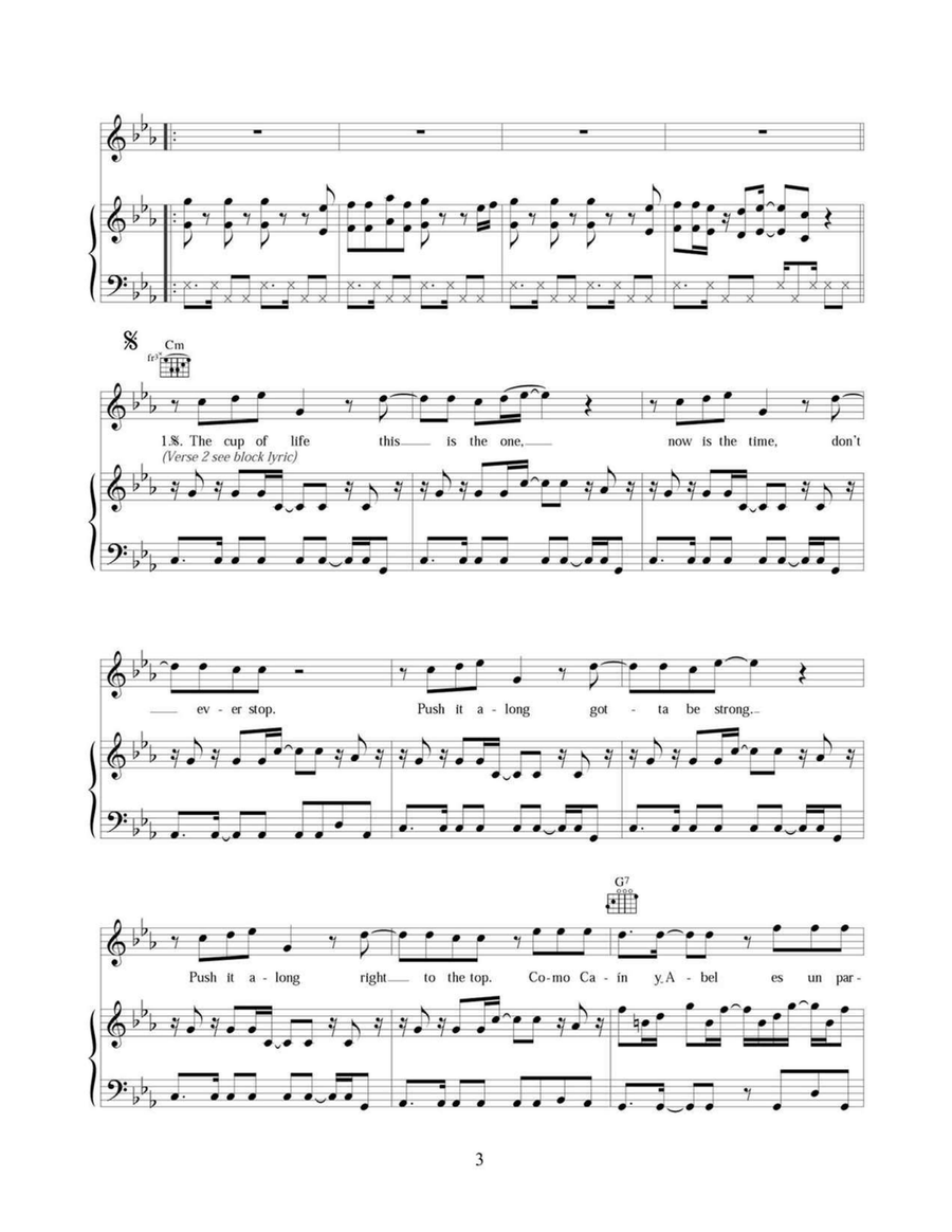 La Copa De La Vida (The Cup Of Life) Acoustic Guitar scores gallery preview page 3