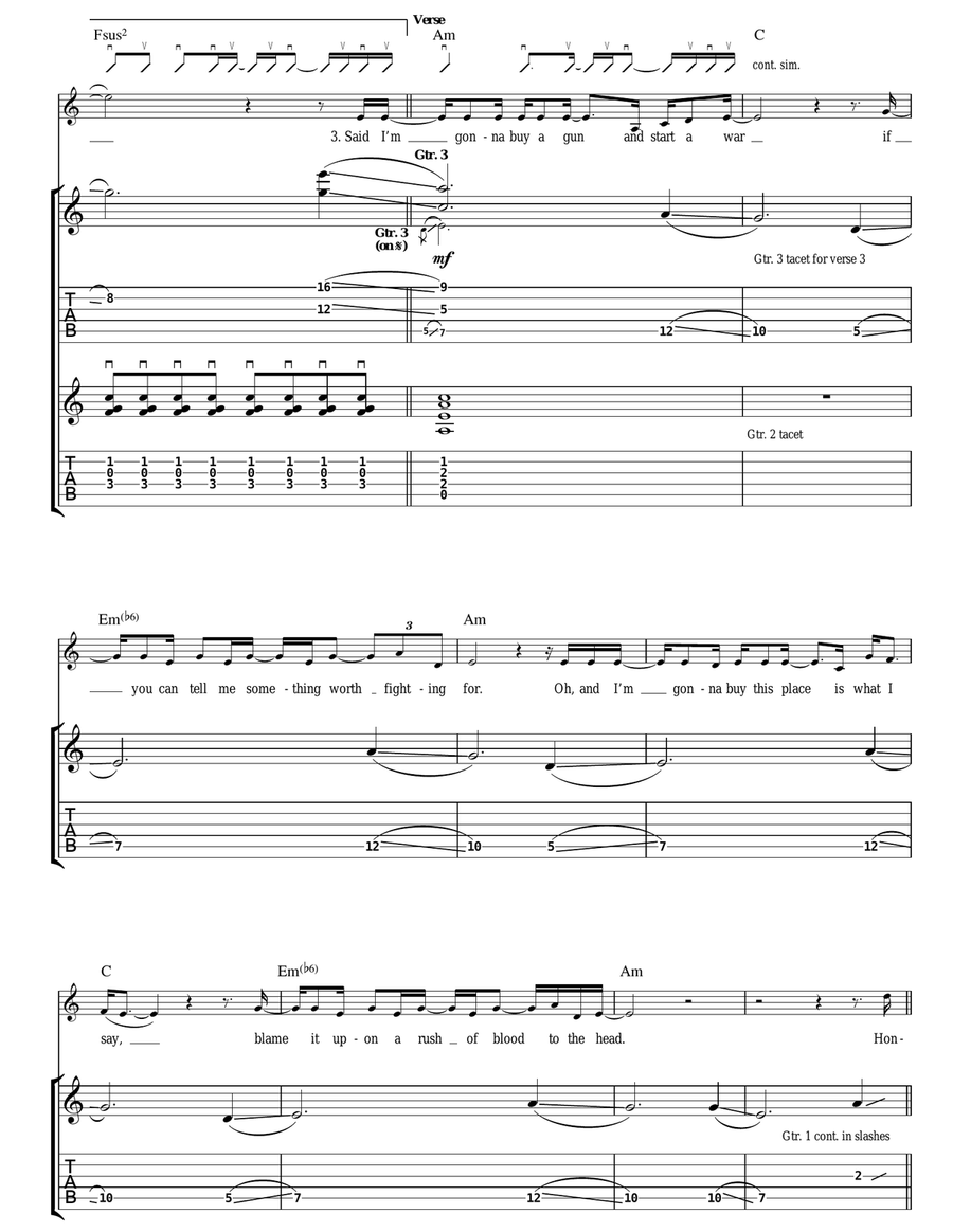 A Rush Of Blood To The Head Acoustic Guitar scores gallery preview page 3