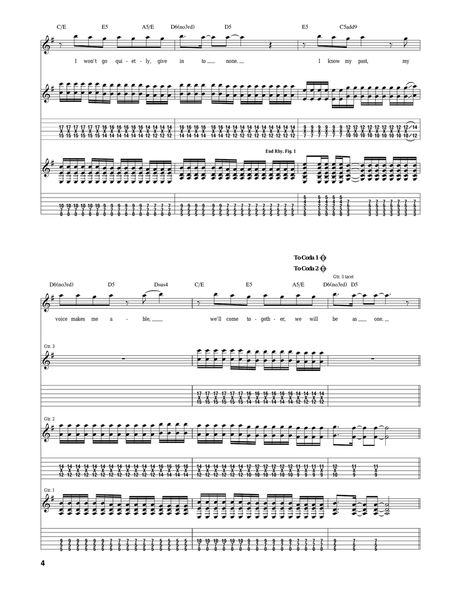 Won't Go Quietly Won't Go Quietly Acoustic Guitar scores gallery preview page 4