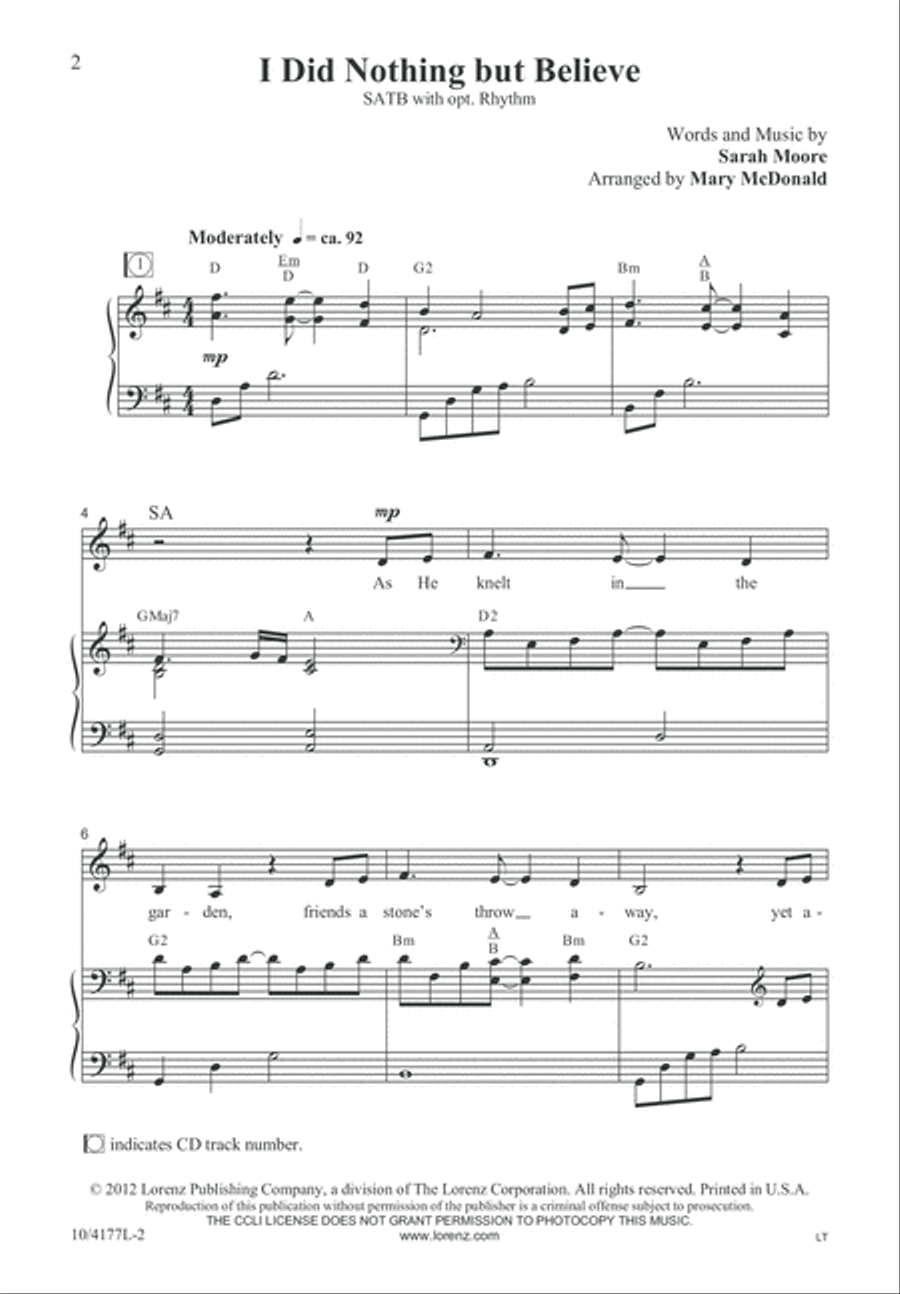 I Did Nothing But Believe 4-Part scores gallery preview page 3