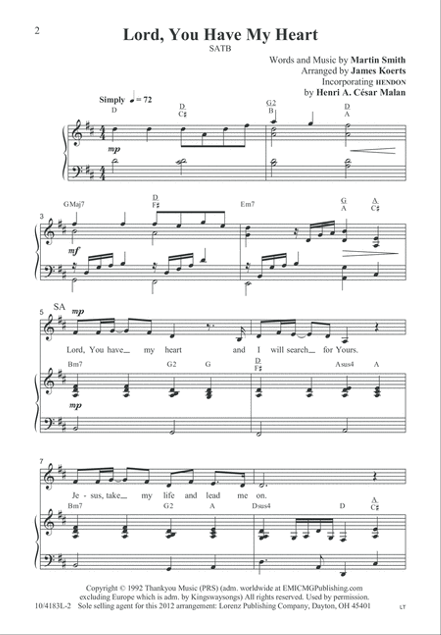 Lord, You Have My Heart Lord, You Have My Heart 4-Part scores gallery preview page 3