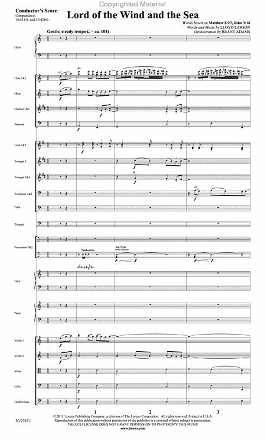 Lord of the Wind and the Sea - Orchestral Score and CD with Printable Parts Choir scores gallery preview page 2