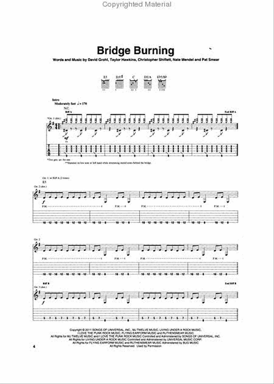 Foo Fighters – Wasting Light Guitar Tablature scores gallery preview page 2