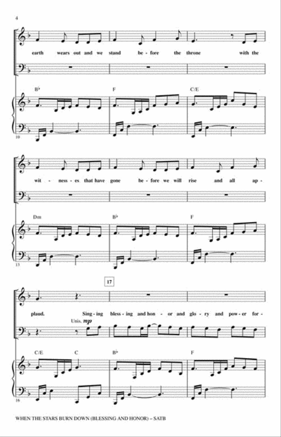 When the Stars Burn Down (Blessing and Honor) 4-Part scores gallery preview page 3