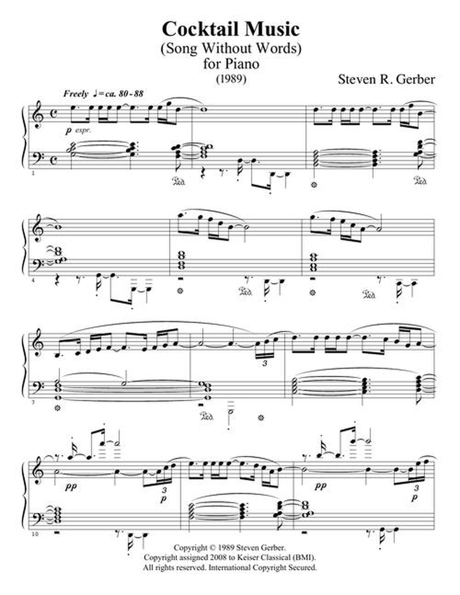Cocktail Music: Song Without Words Piano Solo scores gallery preview page 3