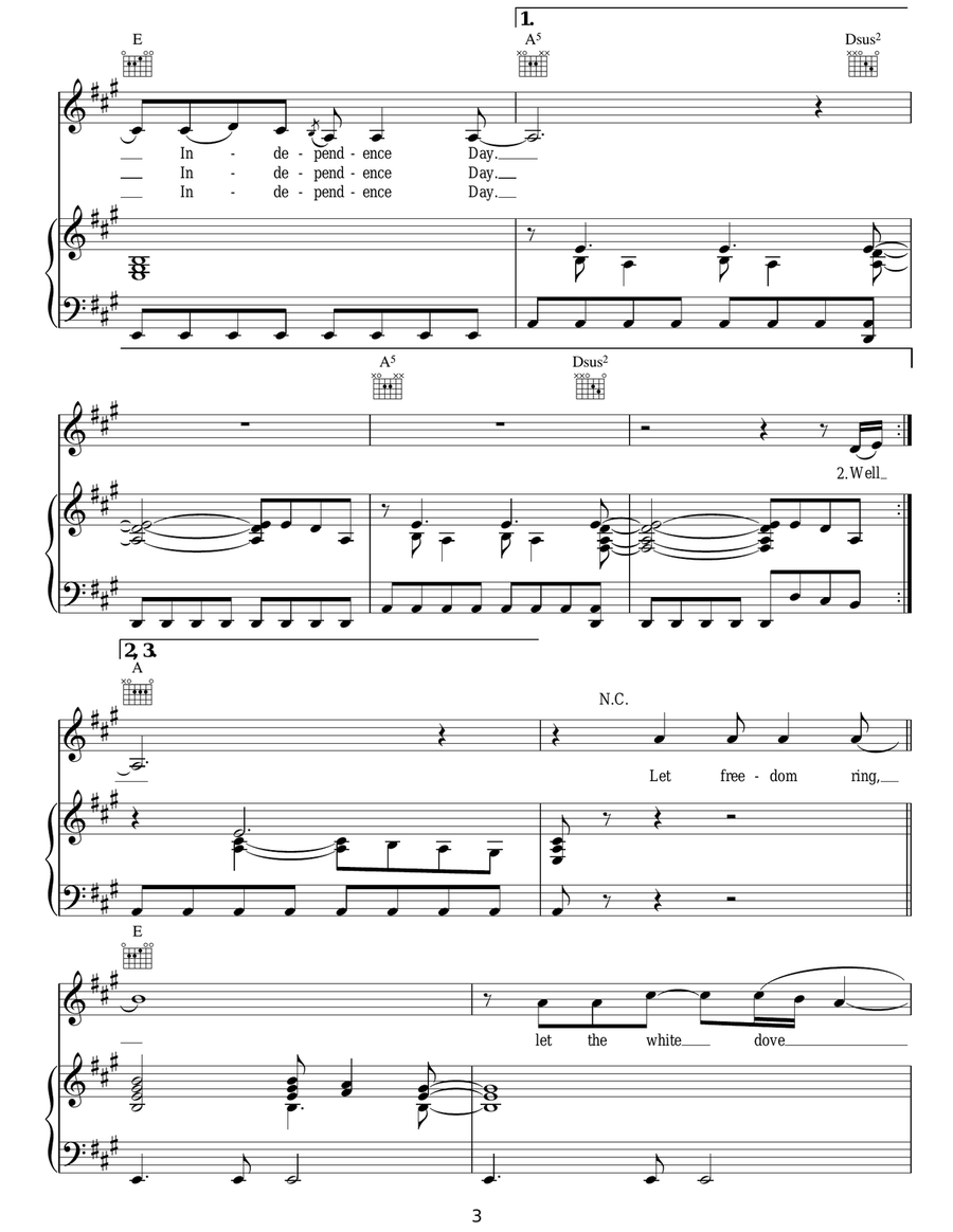 Independence Day Independence Day Acoustic Guitar scores gallery preview page 3