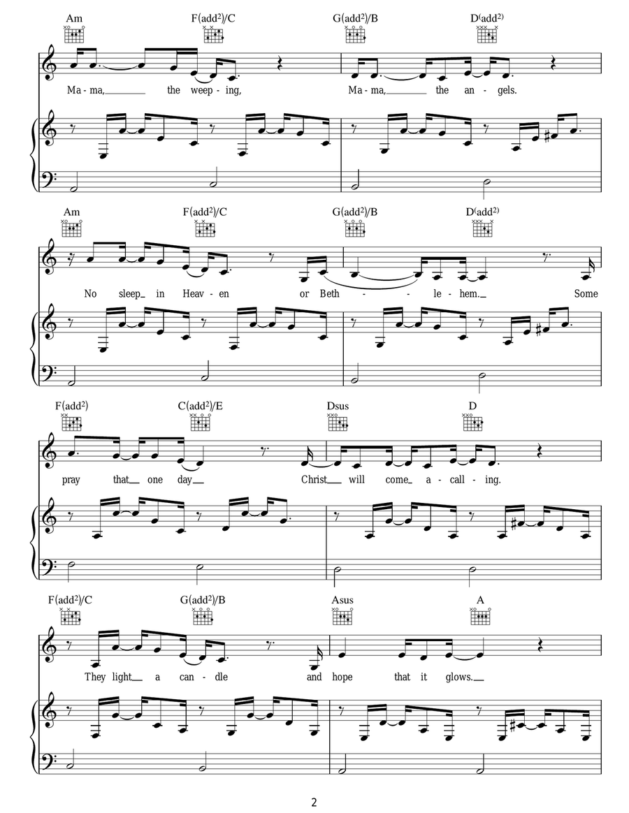 Mama Who Bore Me Mama Who Bore Me Acoustic Guitar scores gallery preview page 2