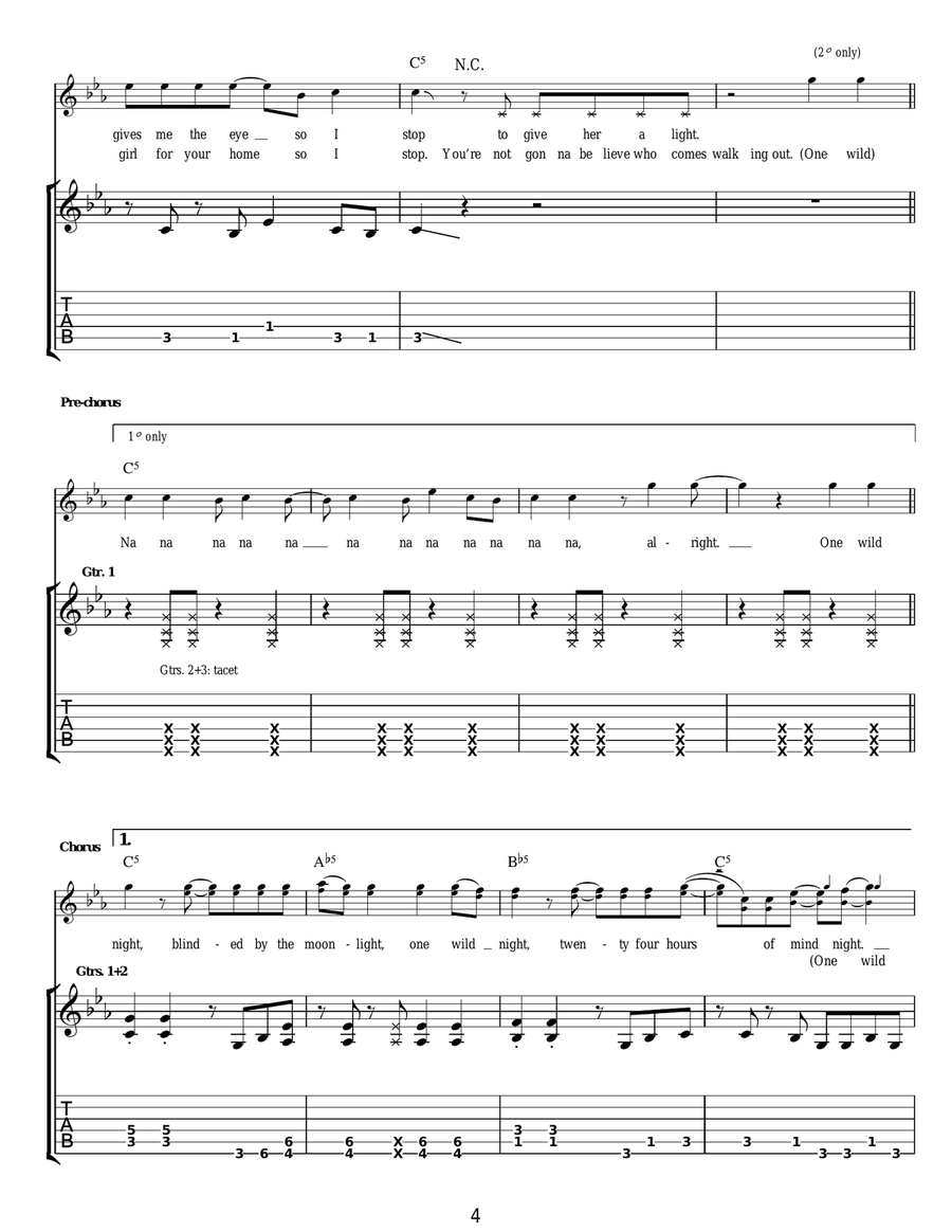 One Wild Night One Wild Night Acoustic Guitar scores gallery preview page 4