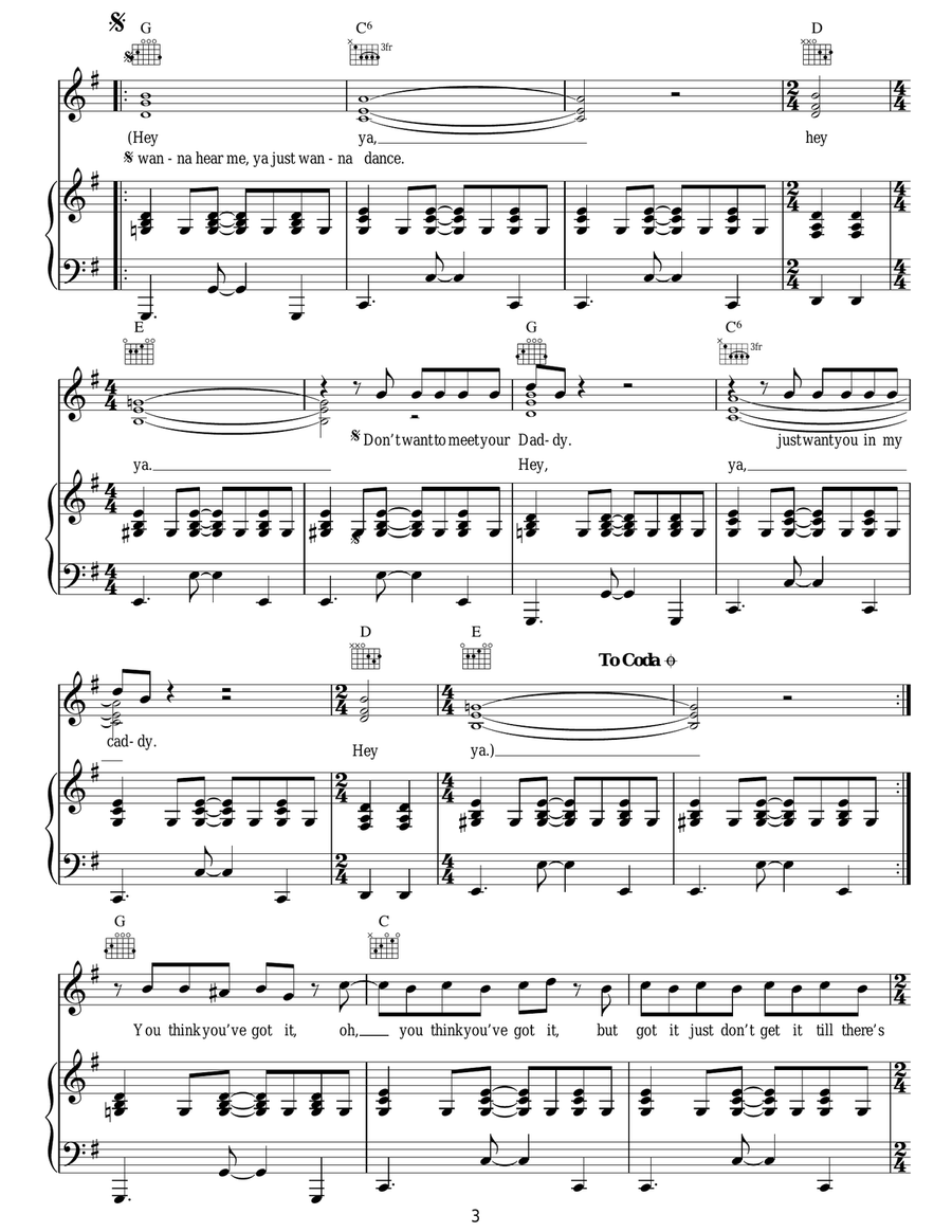 Hey Ya! Hey Ya! Acoustic Guitar scores gallery preview page 3