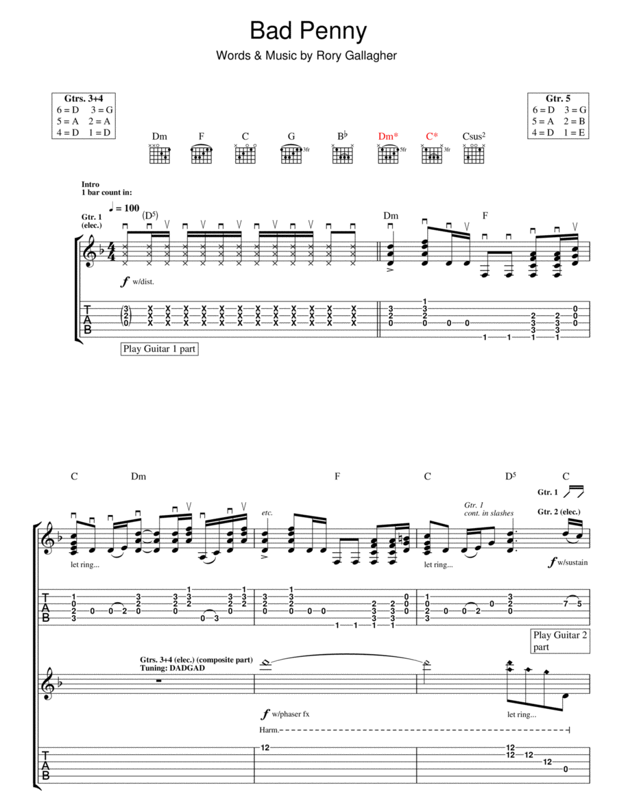 Bad Penny Electric Guitar scores gallery preview page 1