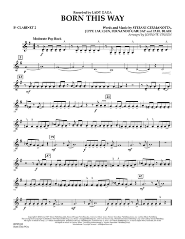Born This Way - Bb Clarinet 2