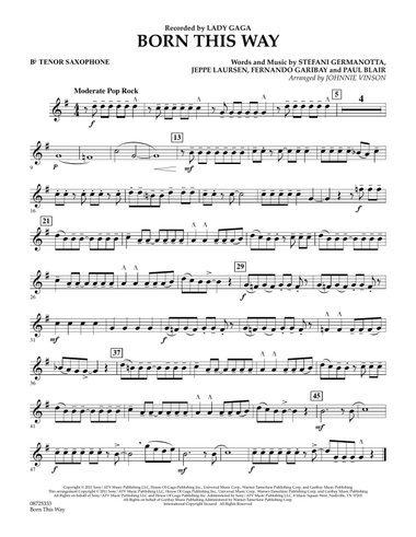 Born This Way - Bb Tenor Saxophone