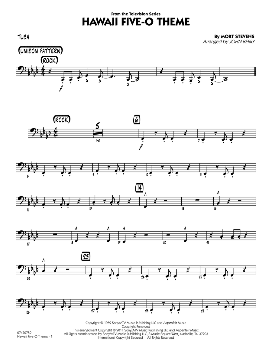 Hawaii Five-O Theme - Tuba Jazz Ensemble scores gallery preview page 1