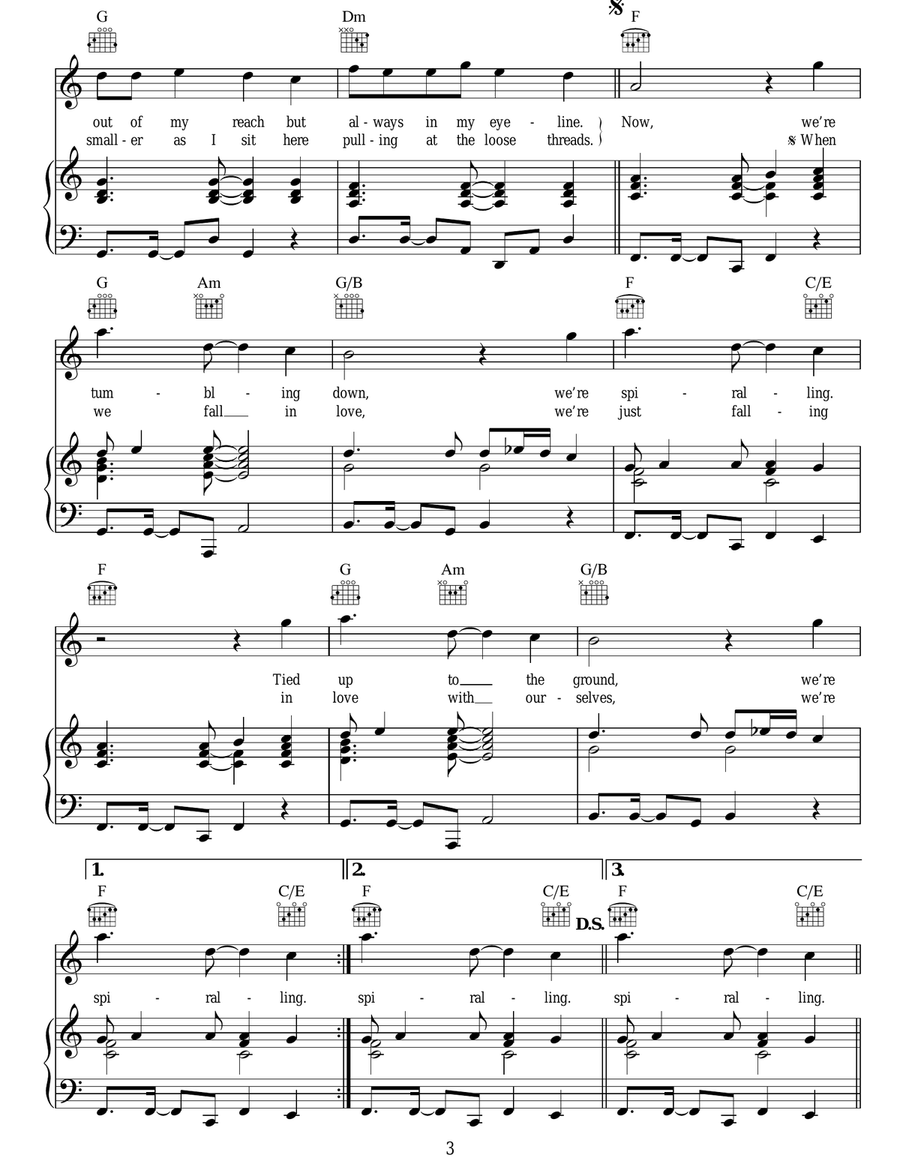 Spiralling Spiralling Acoustic Guitar scores gallery preview page 3