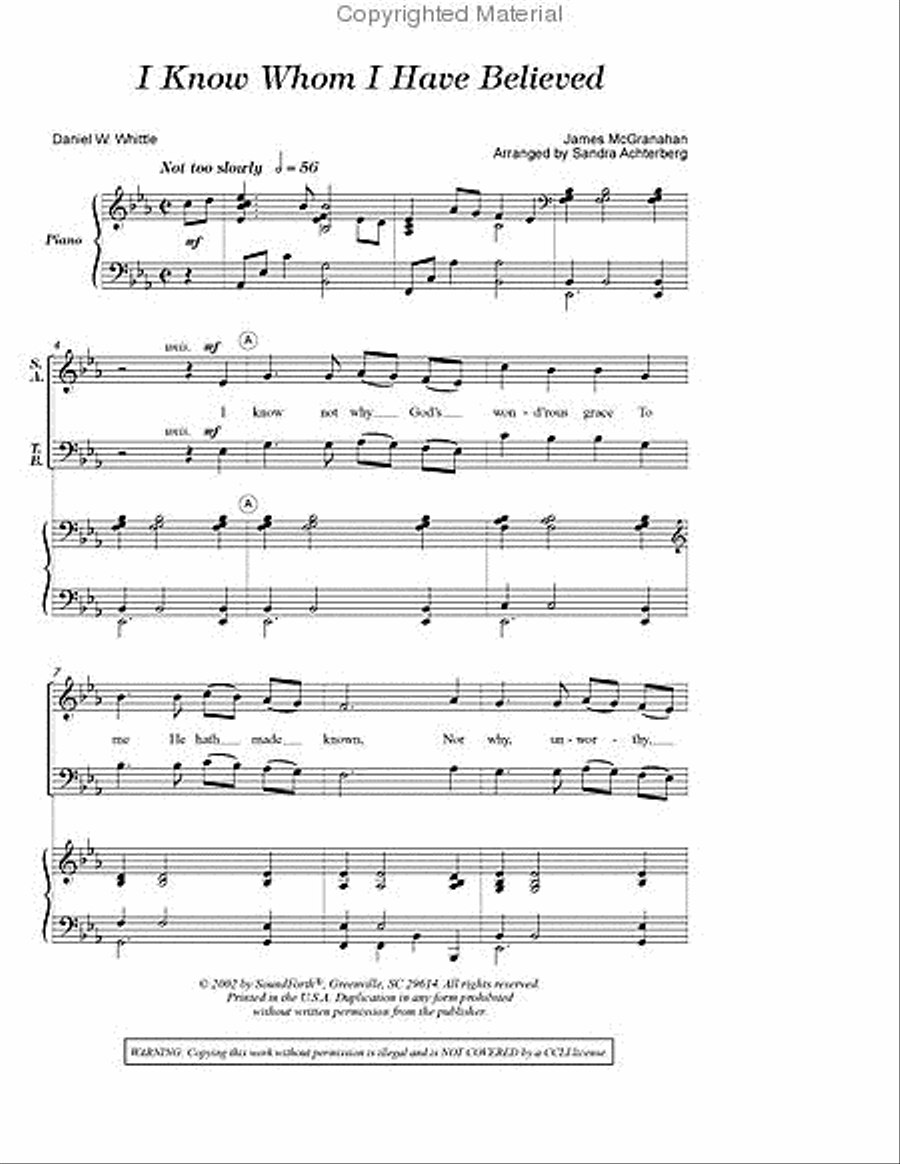 I Know Whom I Have Believed 4-Part scores gallery preview page 2