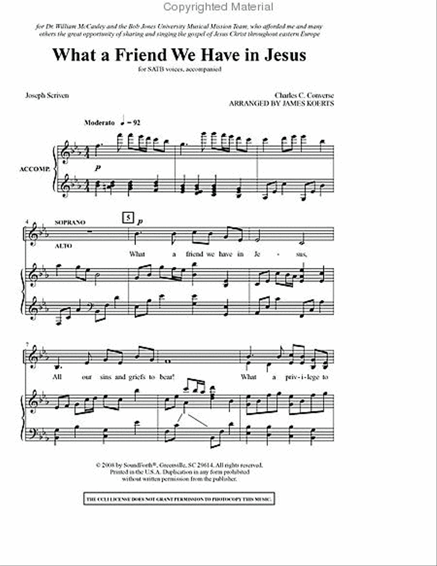 What a Friend We Have in Jesus 4-Part scores gallery preview page 2