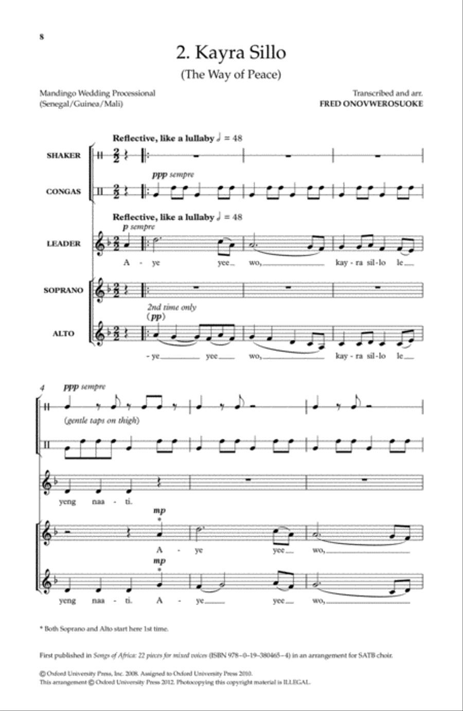 Songs of Africa for Upper Voices Set 1 SA scores gallery preview page 2