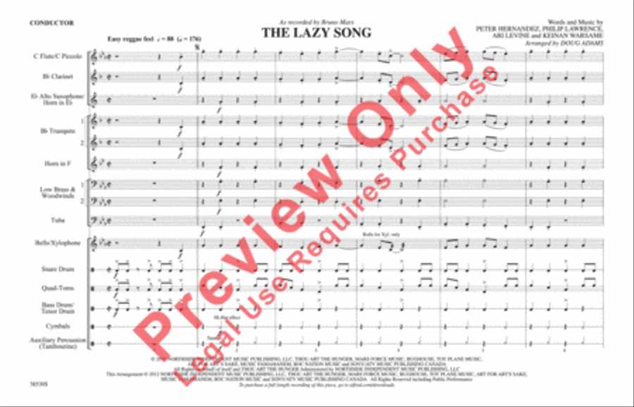The Lazy Song The Lazy Song Marching Band scores gallery preview page 2