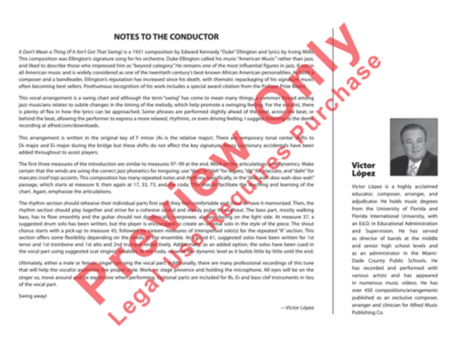 It Don't Mean a Thing (If It Ain't Got That Swing) Jazz Ensemble scores gallery preview page 3