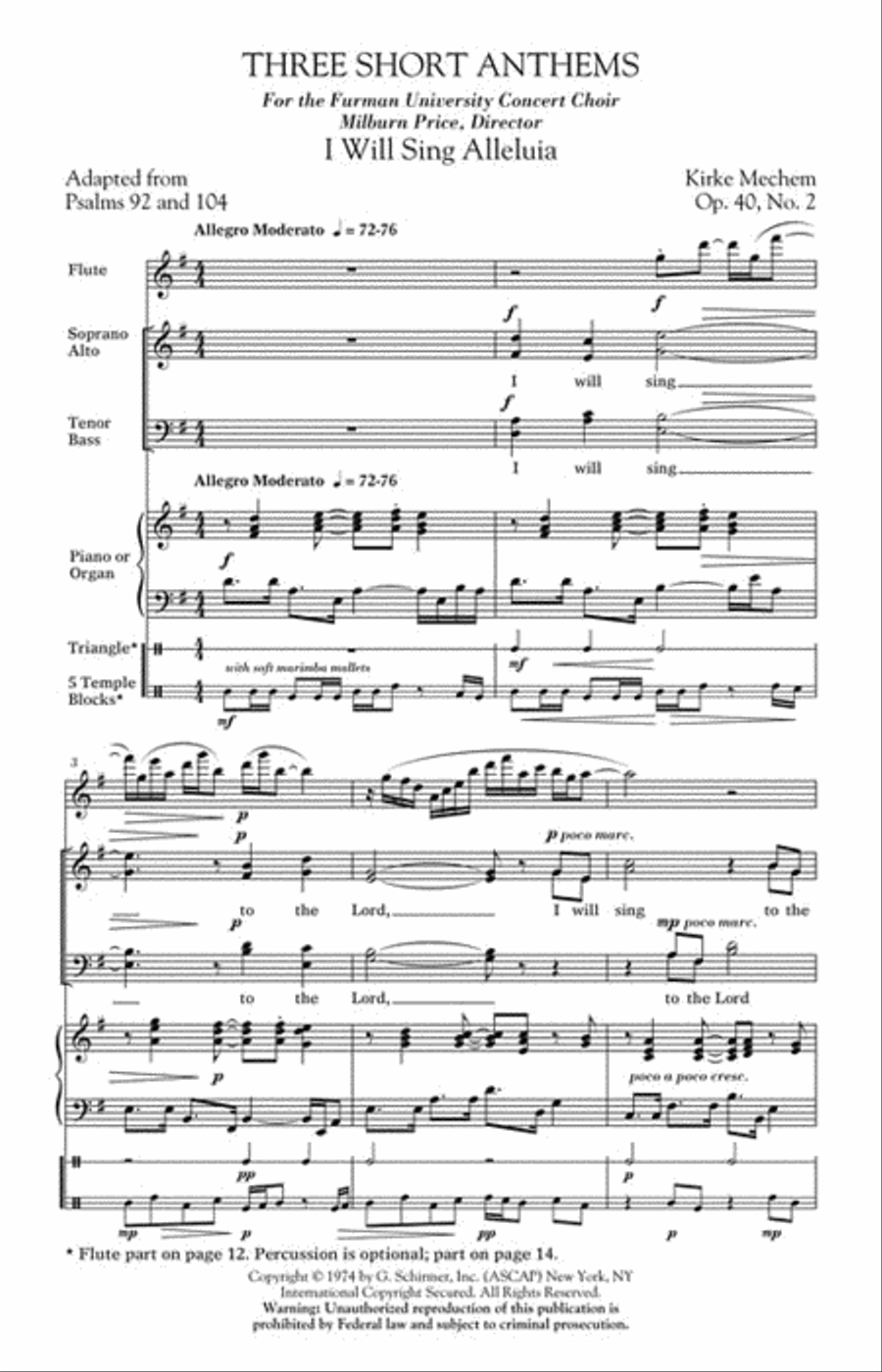 Three Short Anthems 4-Part scores gallery preview page 2