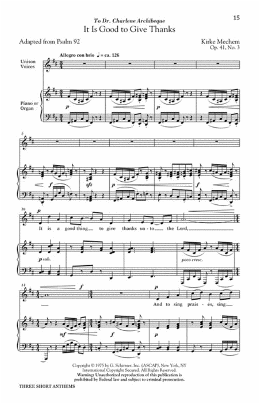 Three Short Anthems 4-Part scores gallery preview page 3