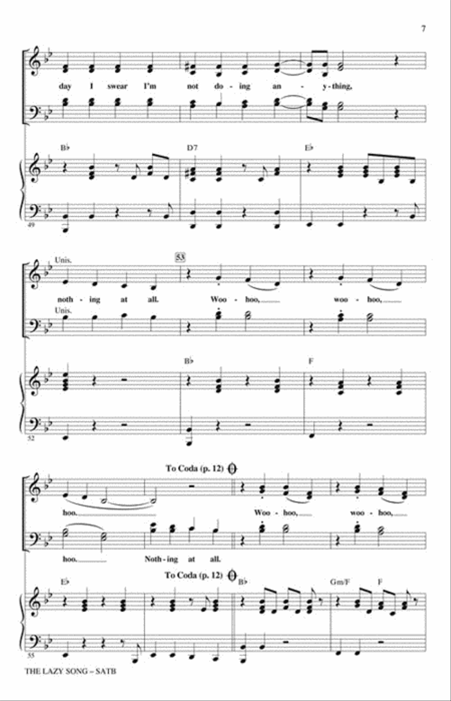 The Lazy Song - ShowTrax CD Choir scores gallery preview page 3