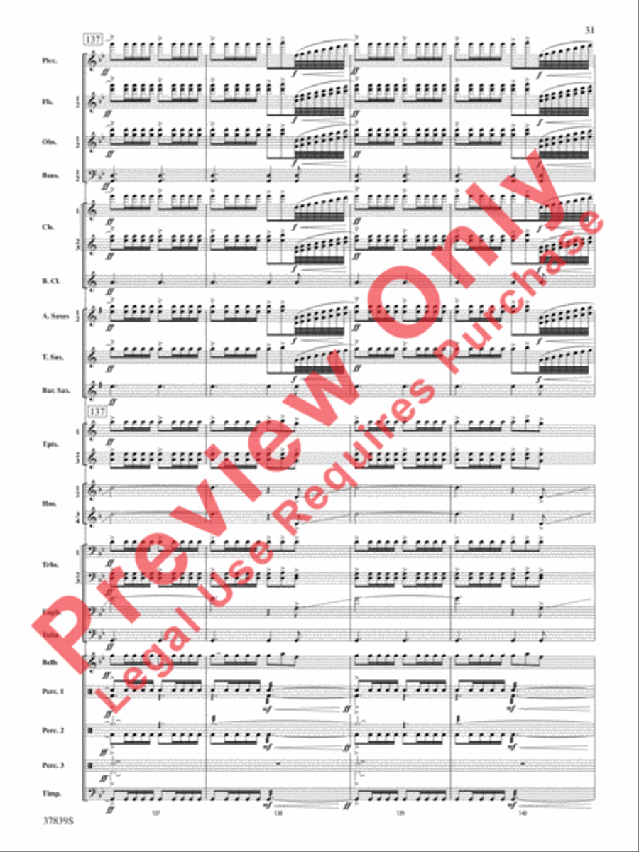 Conquest 1 (from the motion picture Ninja's Creed) Concert Band scores gallery preview page 31