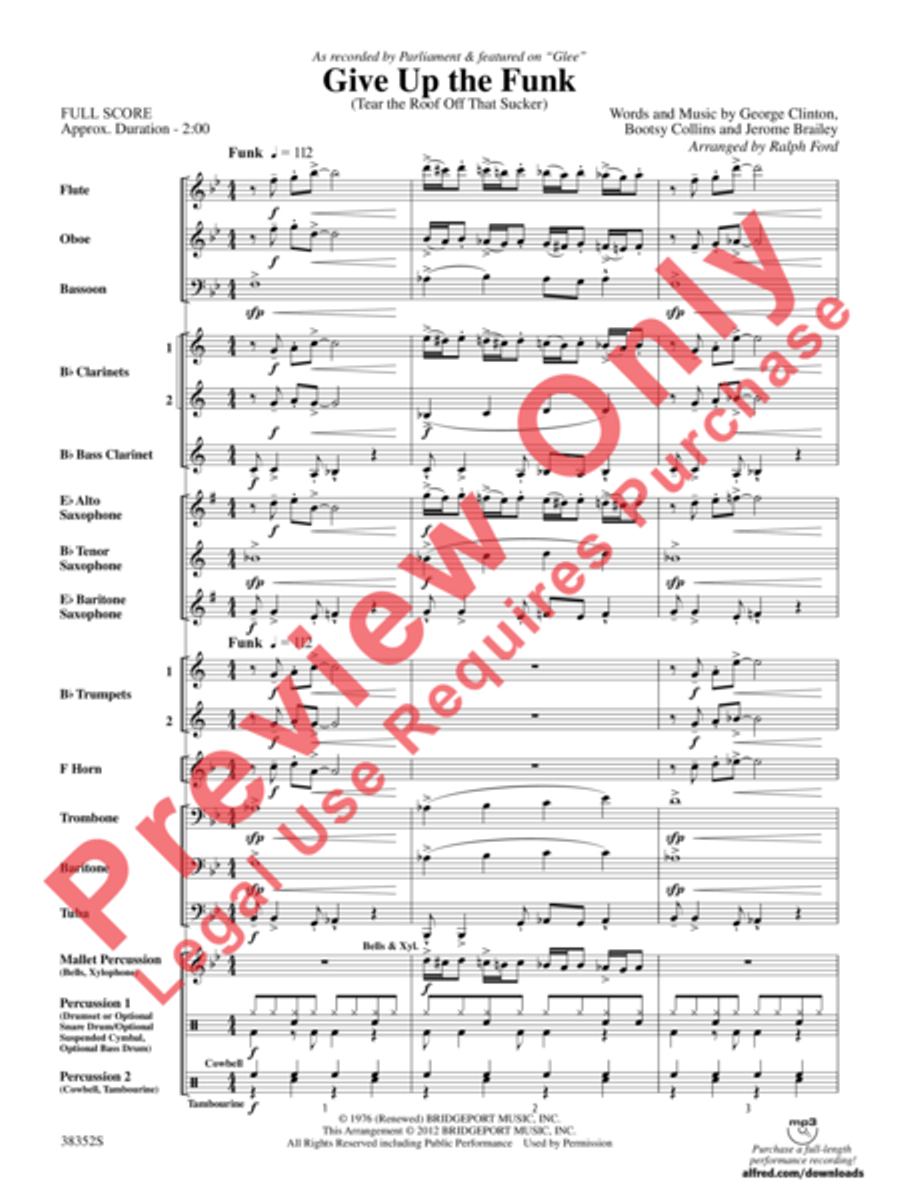 Give Up the Funk (Tear the Roof Off That Sucker) Concert Band scores gallery preview page 10