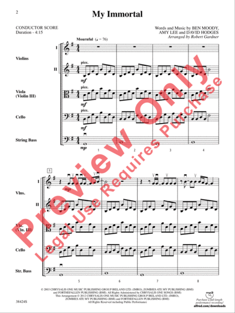 My Immortal My Immortal String Orchestra scores gallery preview page 3