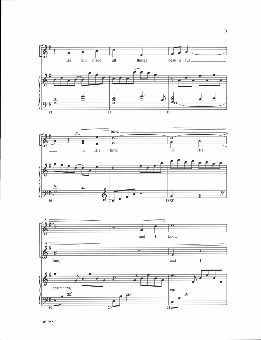 Beautiful In His Time Beautiful In His Time 4-Part scores gallery preview page 3