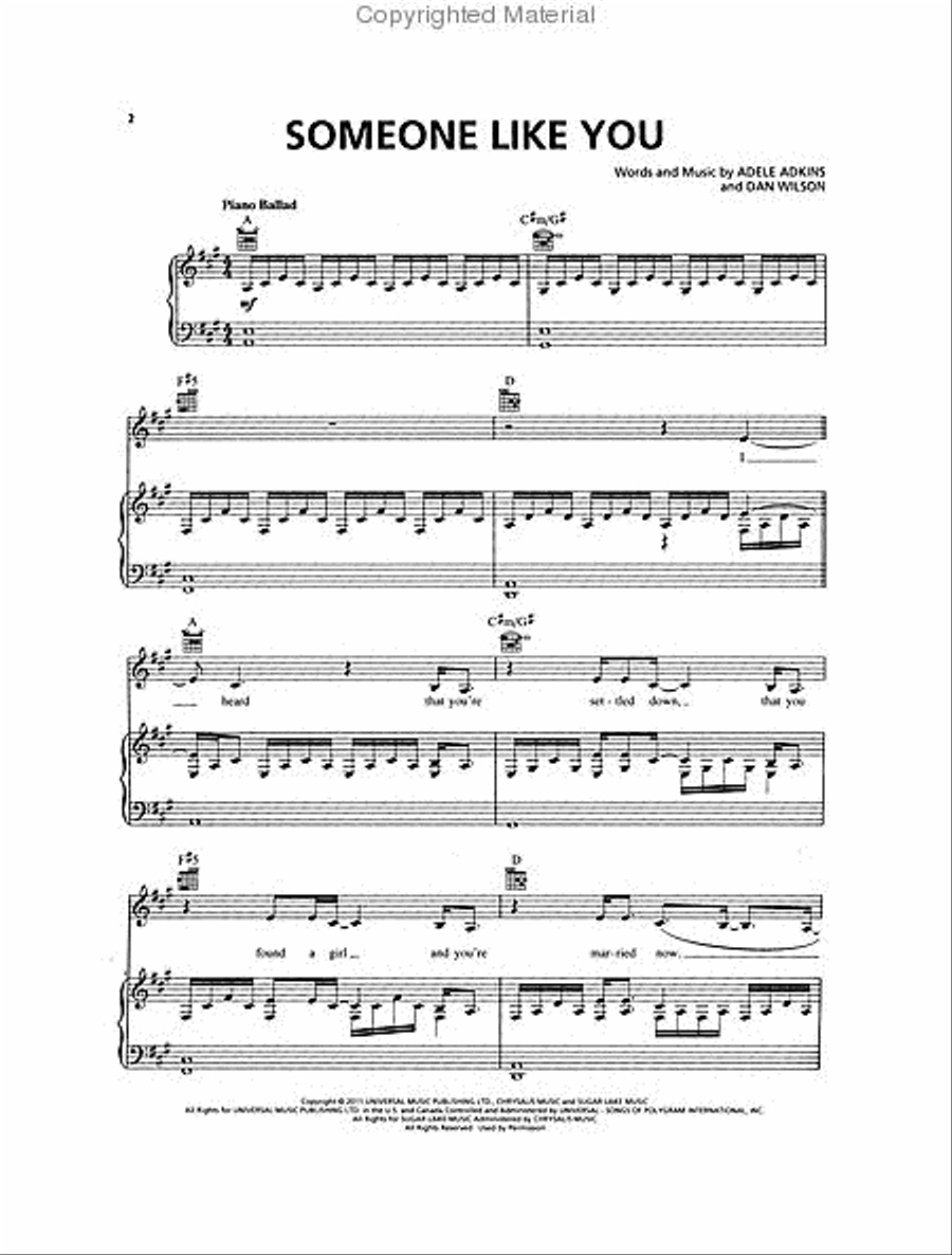 Someone Like You Piano, Vocal, Guitar scores gallery preview page 2