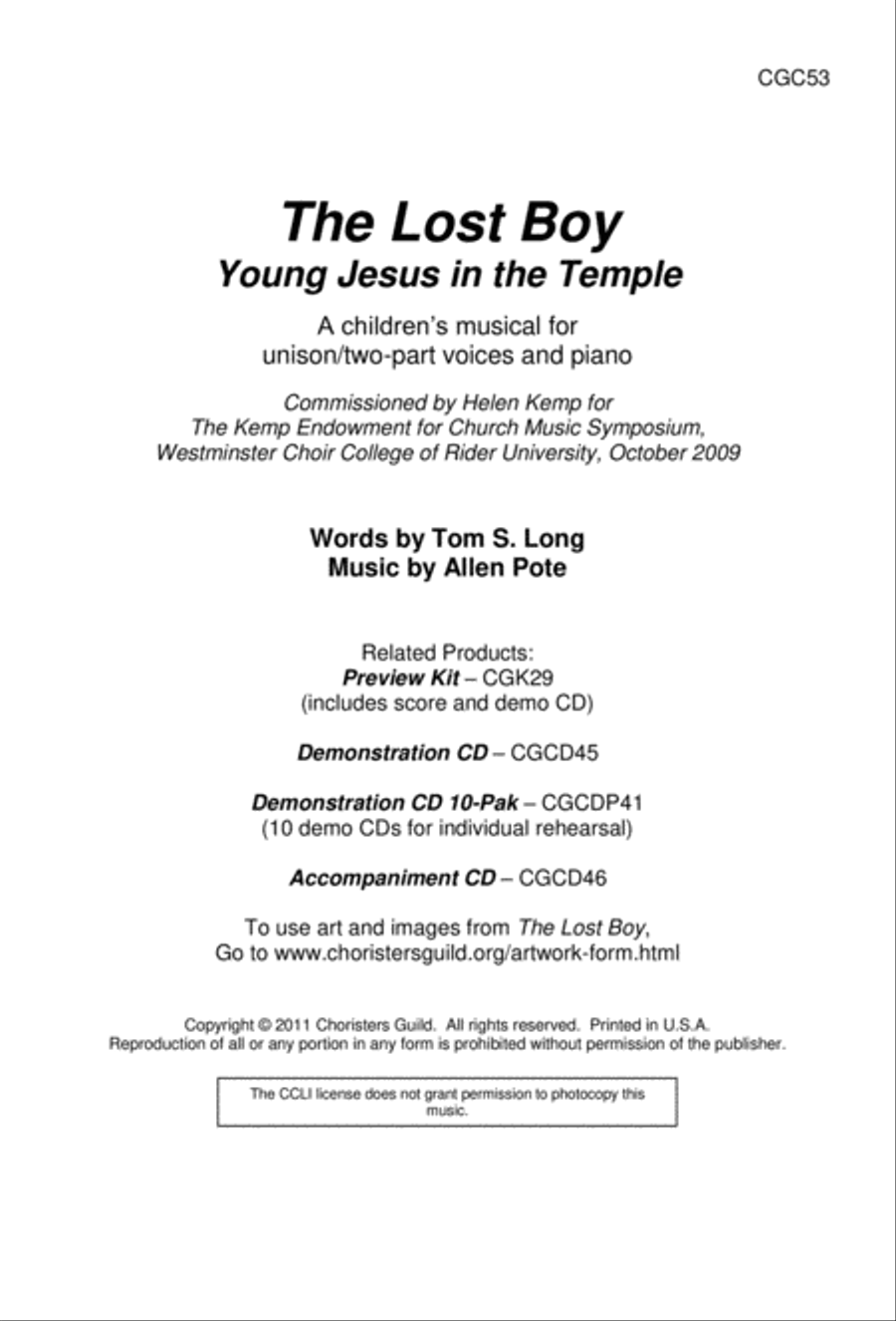 The Lost Boy (Score) The Lost Boy (Score) Unison Choir scores gallery preview page 2