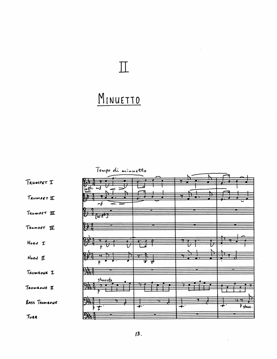 Serenade Opus 44 for 10-part Brass Ensemble Score scores gallery preview page 4