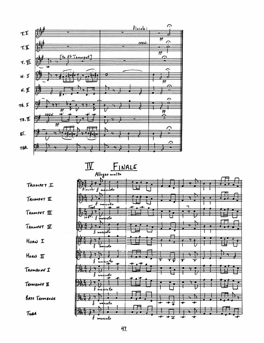 Serenade Opus 44 for 10-part Brass Ensemble Score scores gallery preview page 9
