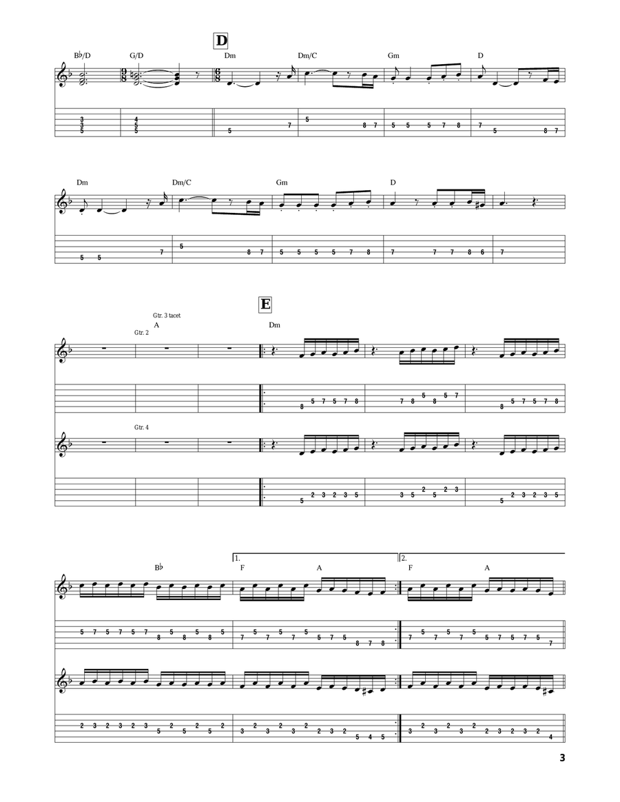 Palm Tree Escape (from Pirates Of The Caribbean: On Stranger Tides) Guitar Tablature scores gallery preview page 3