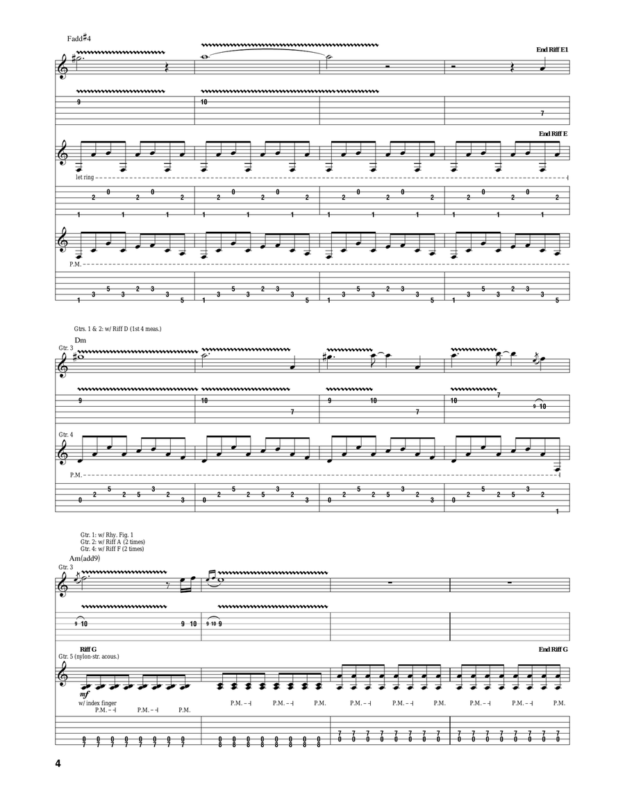 South Of Heaven's Chanting Mermaids Guitar Tablature scores gallery preview page 4