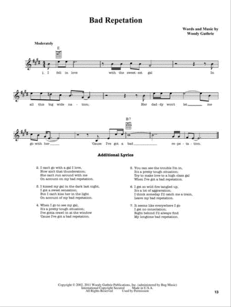 Every 100 Years – The Woody Guthrie Centennial Songbook Collection / Songbook scores gallery preview page 10