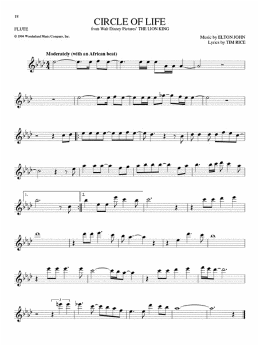 The Big Book of Disney Songs Flute Solo scores gallery preview page 4