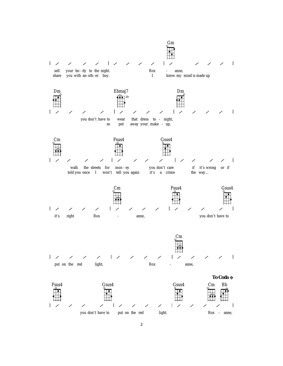 Roxanne Roxanne Ukulele scores gallery preview page 2