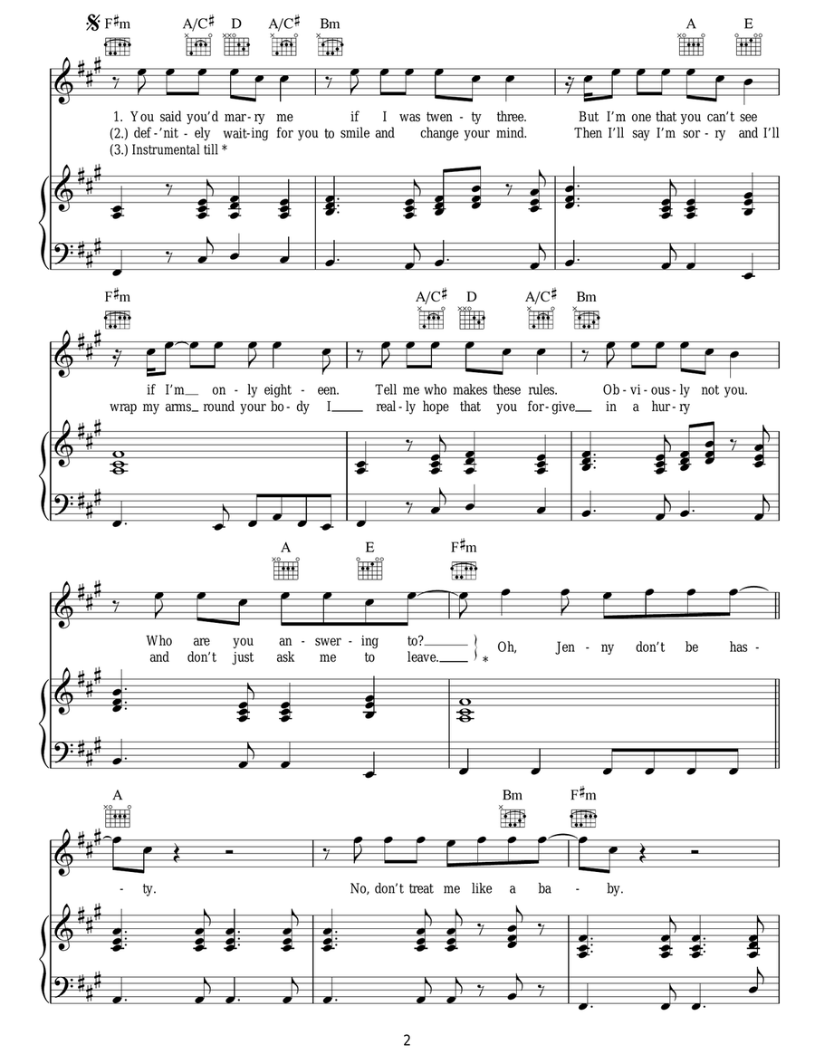 Jenny Don't Be Hasty Jenny Don't Be Hasty Acoustic Guitar scores gallery preview page 2