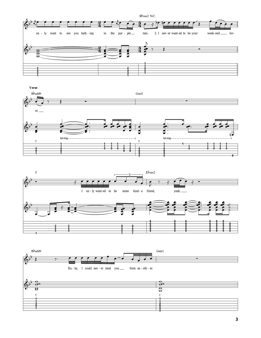 Purple Rain Purple Rain Acoustic Guitar scores gallery preview page 3