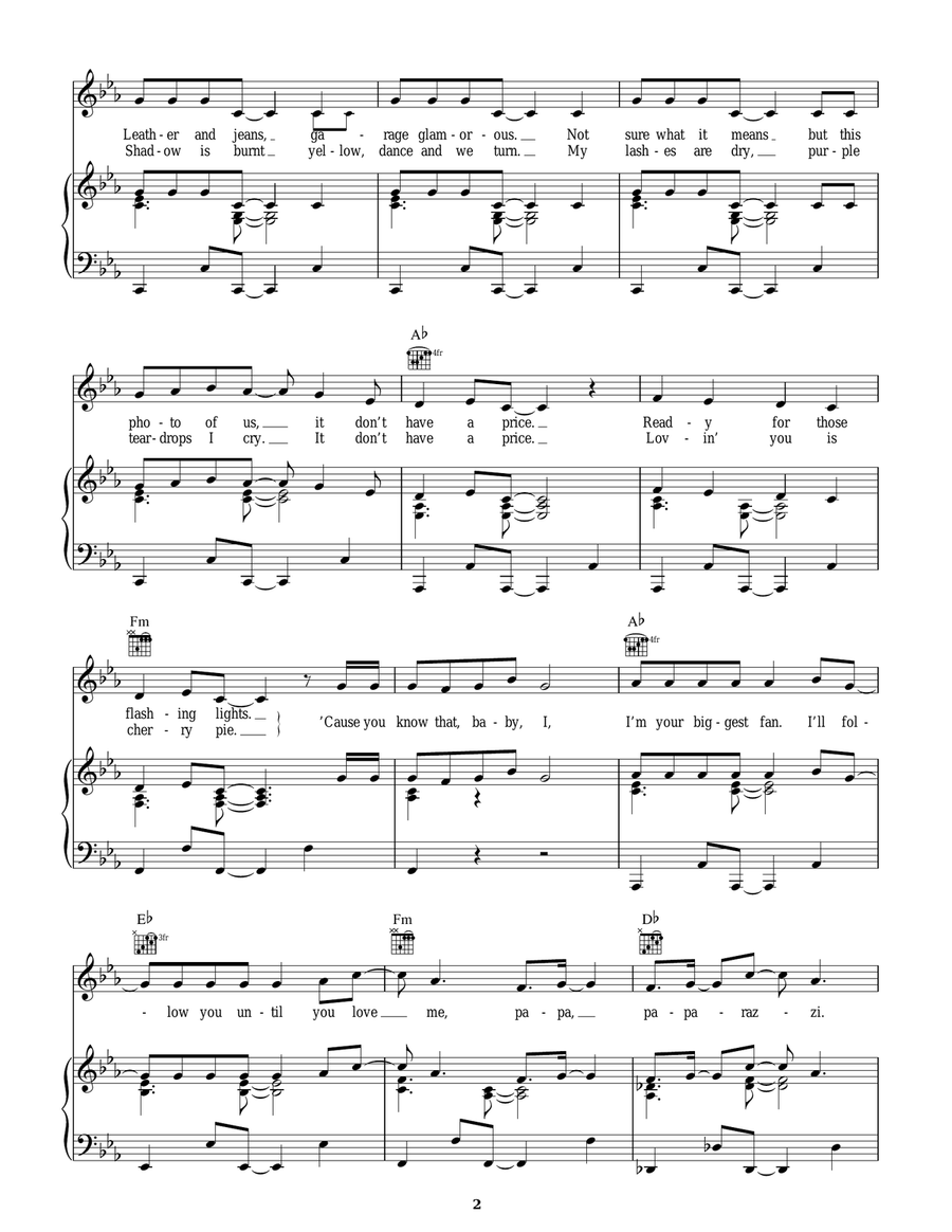 Paparazzi Paparazzi Acoustic Guitar scores gallery preview page 2