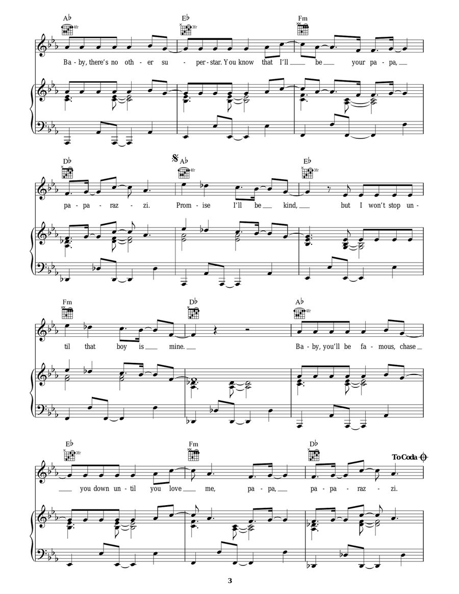 Paparazzi Paparazzi Acoustic Guitar scores gallery preview page 3